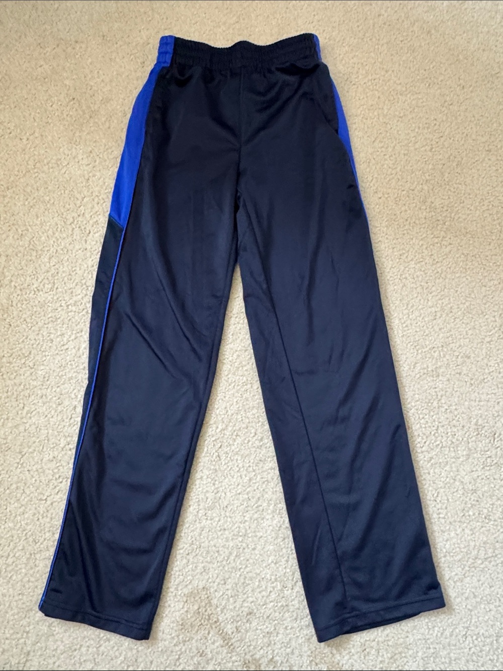 Kids Black Joggers with Royal Blue Side Panels